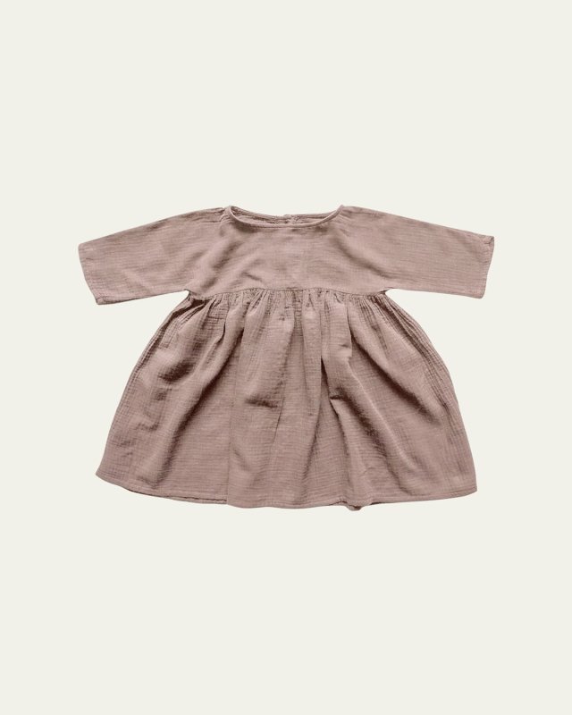 Girl's Oversized Organic Muslin Dress, Size 3M-9